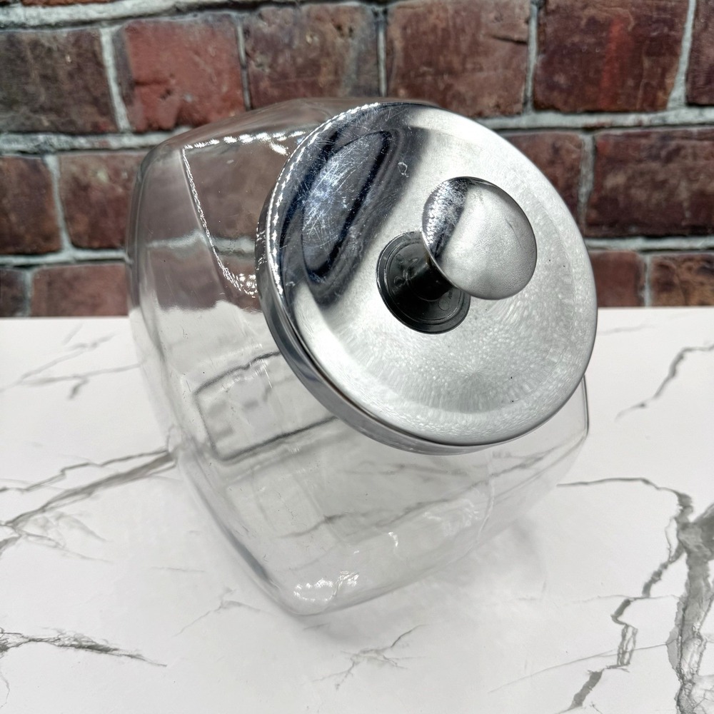 Vintage Glass Penny Candy Slant Counter Jar General Store Jar 1 Gallon Canister